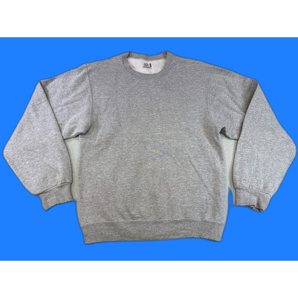 Russell Crewneck Sweatshirt Gray Cotton Long Sleeve Vintage Made in USA L